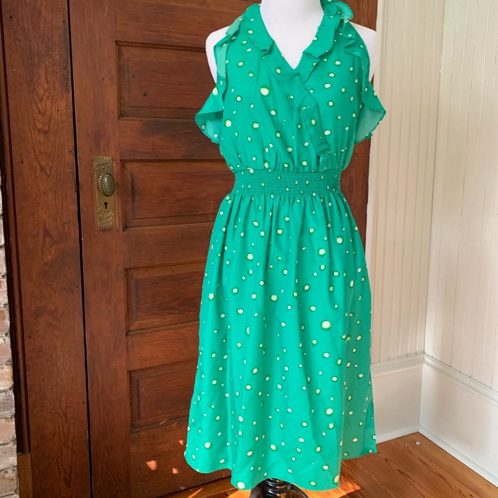 MM Couture green sleeveless midi dress